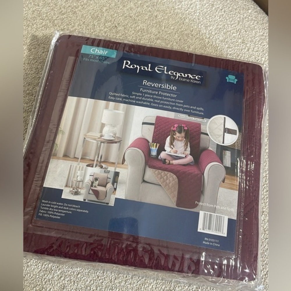 Reversible Chair Furniture Protector Burgundy/Taupe size 75”x65” - Picture 4 of 6
